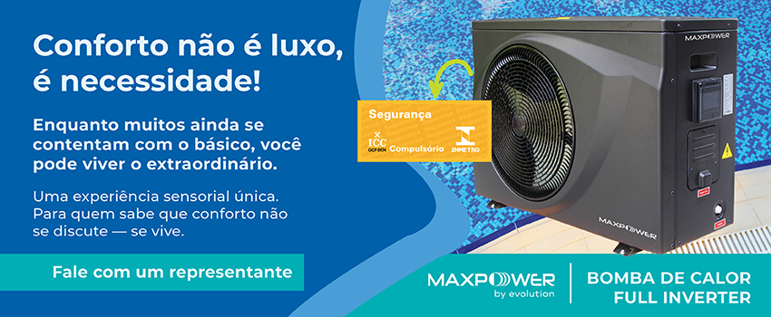 A bomba de calor Full Inverter MaxPower garante eficiência, economia e temperatura ideal o ano todo — com segurança certificada pelo INMETRO.
